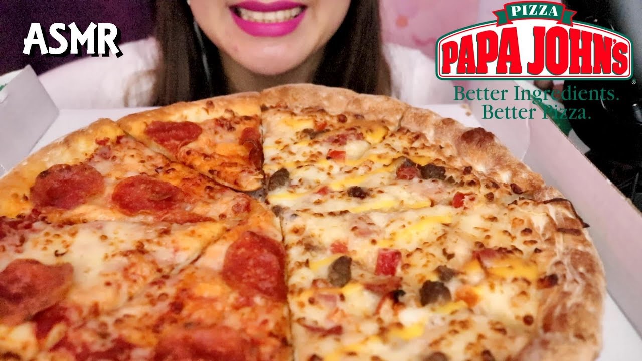 ASMR Papa John's Pizza Eating Sounds No Talking