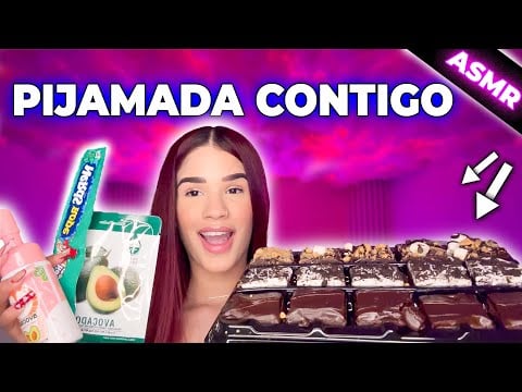 Asmr pijamada, probamos dulces y chips, hago tu skincare, te peino y probamos labiales