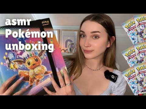 ASMR Prismatic Evolutions Binder Collection! Pokemon pack opening (close whispers)