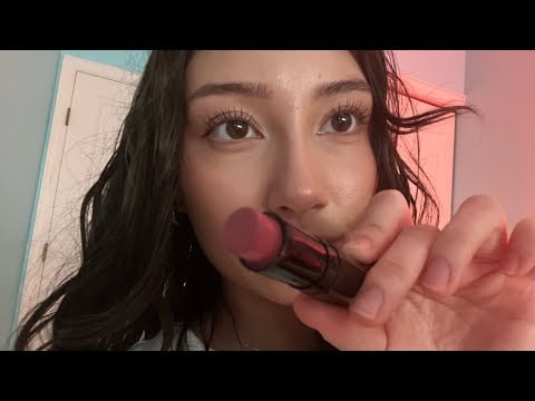 asmr lipstick/lipgloss application (mouth sounds, kisses, whispering)
