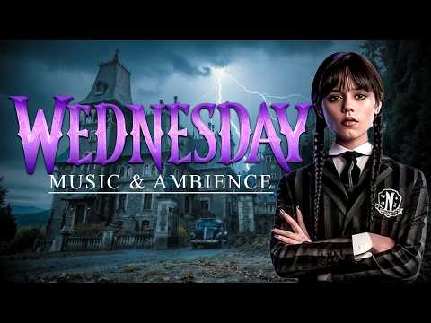 Wednesday 🖤 Nevermore Academy | Rain Ambience & Soft Spooky Music 🦇