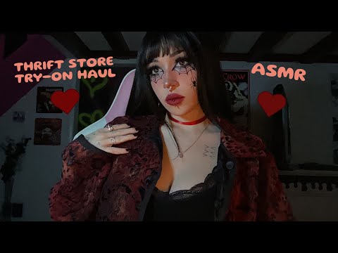 Thrift Store Try-On Haul ASMR | Fabric Scratching, Mic Rubbing, Whispering, Tapping