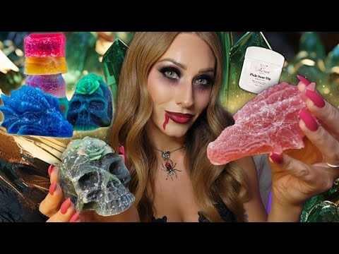 ASMR | Sweet or SPICY Edible Crystals!! 🐲🔥🌹💀 *Halloween Collection 2024* (Mukbang)