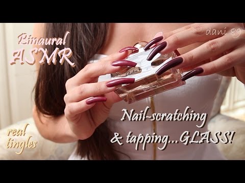 🎧 binaural ASMR 🔊 NAIL-scratching & tapping GLASS: a bottle of perfume ▶ 💤 ↬ long natural nails ↫ ❀