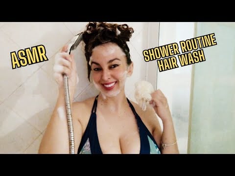 ASMR SHOWER ROUTINE - HAIR WASH - FOAM SOUNDS - SHAMPOO  - SPONGE - WATER SOUNDS