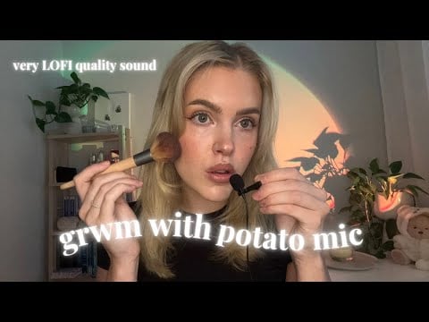 ASMR get ready with me with a VERY LOFI MIC *white noise*