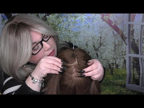 ASMR Scalp Check with Long Nails (Scalp Scratching, Hair Play, Whispering)