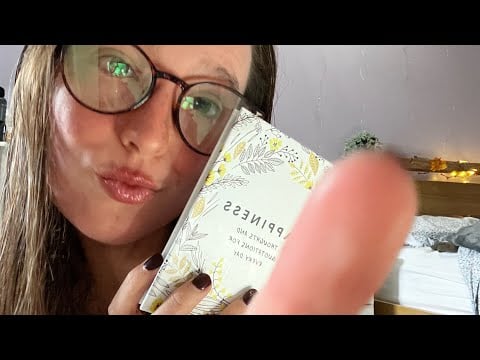 *ASMR* gum chewing and positive affirmation whispers (some soft spoken) 📖💋