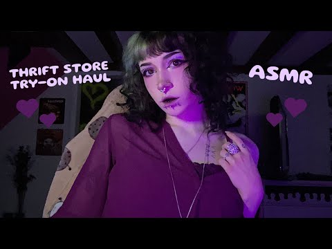 Thrift Store Try-On Haul ASMR | Fabric Scratching, Mic Rubbing, Tapping, Whispering