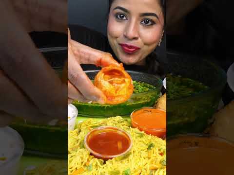 ASMR Eating Extra Spicy Pani Puri,Dahi Puri,Momos,Aloo Samosa Indian Street Food ASMR Eating Mukbang