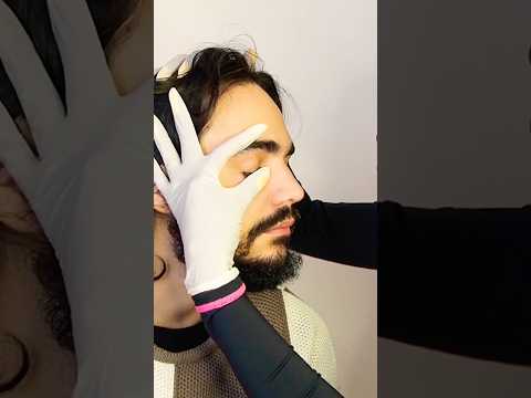 He couldn't open his eyes 🤯 #asmr #hair #shortsfeed #couple #asmrsounds #shorts