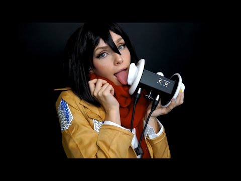 ASMR Earlicking ❤️ AoT Mikasa earnoms ❤️ [w/echo]