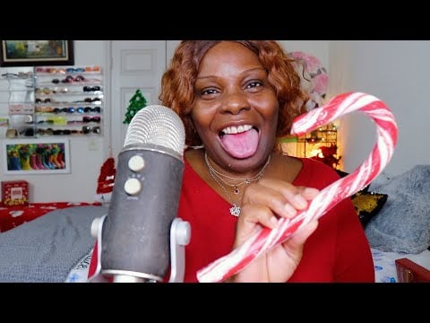 Giant Candy Cane ASMR Eating Sounds