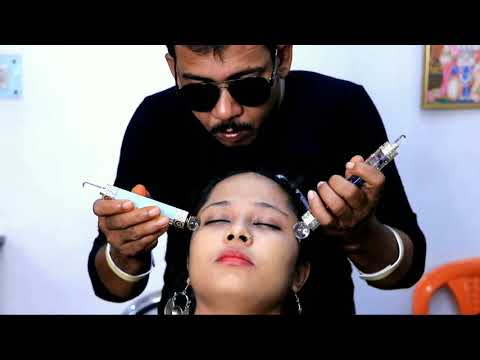 Asim barber use ear candle on female | female neck and spine crack
