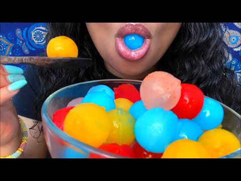 ASMR | Rainbow Sour Ice Balls 🌈