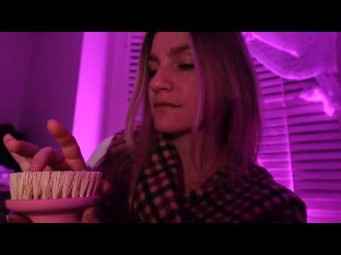 ASMR - Prepping you for sleep (dry brushing, rollerball, massage)