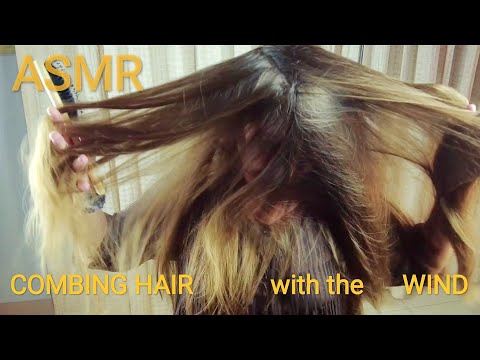 ASMR Combing long hair with the wind