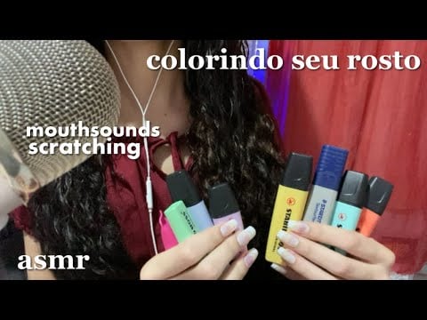 ASMR Colorindo o seu Rosto | Repetições em camadas, sons de boca, arranhando microfone|