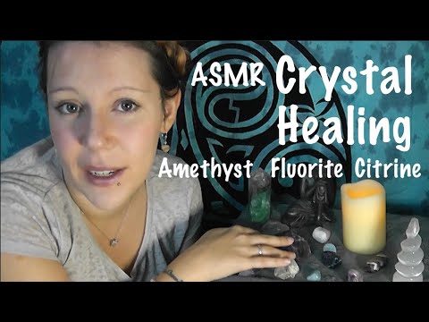 ASMR CRYSTAL HEALING | Amethyst Fluorite Citrine Properties | Gemstone Collection