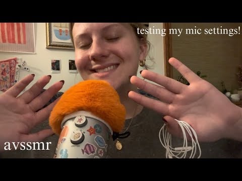 ASMR testing my mic settings! (soft, inaudible whispers, loud/quiet asmr, mic brushing)