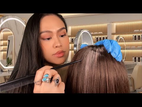 ASMR Scalp Check + Treatment 4 Dandruff Removal (Scalp Scratching Massage @ Hair Salon) Gum Chewing