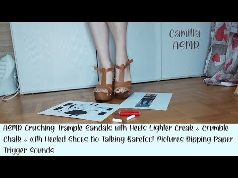 ASMR Crushing Trample Sandals with Heels Crumble Chalk & Barefoot Pictures Ripping Paper Sounds