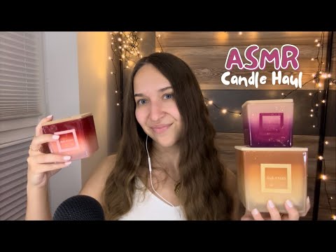 ASMR Candle Haul 🍇✨(Glass & Wood Tapping, Textured Scratching, Whisper Ramble)