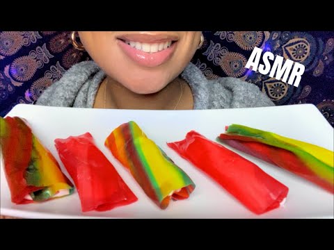 ASMR | Frozen Marshmallow Fluff Stuffed Fruit Roll Ups 👅❄️