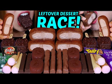 ASMR LEFTOVER DESSERT RACE! TICO ICE CREAM, DOVE ICE CREAM, CADBURY BARS, BOBA ICE CREAM, KITKAT