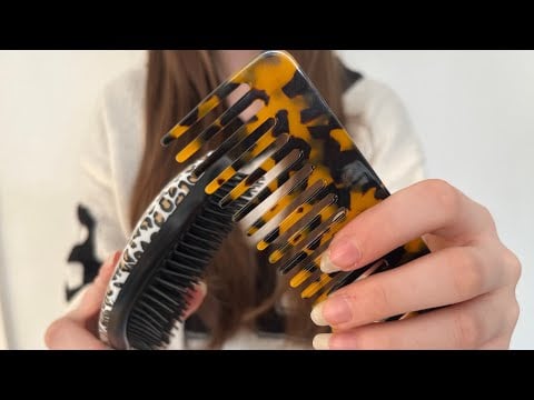 ASMR putting your hair up | hair brushing /combing | hairspray sounds | camera combing | no talking 