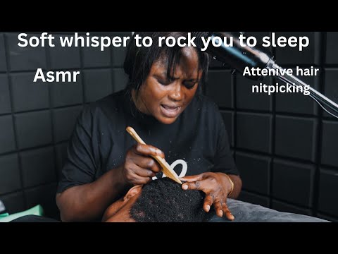 ASMR ✨Tingly soft whisper ,scalp picking, hair parting. Attentive hair scratching and gum cracking