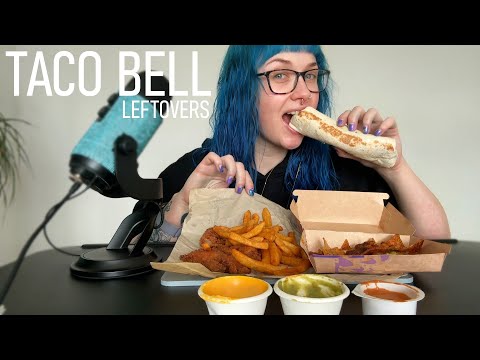 ASMR Eating Taco Bell Volcano Burrito, Chicken Tenders & Fries 🌯