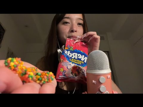 ASMR Eating Nerds Gummy Clusters + Close Ramble 🍭 (mouth sounds)