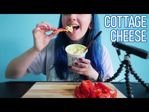 ASMR Eating Crunchy Peppers With Cottage Cheese & Mustard