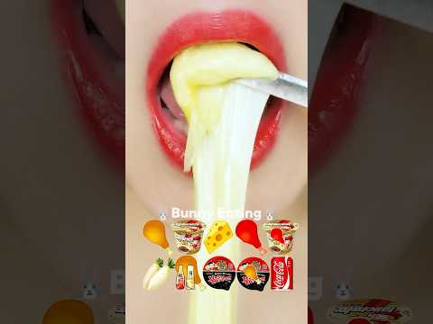 asmr mukbang emoji eating sounds (cheese,ramen,chicken) 이모지 입술 먹방