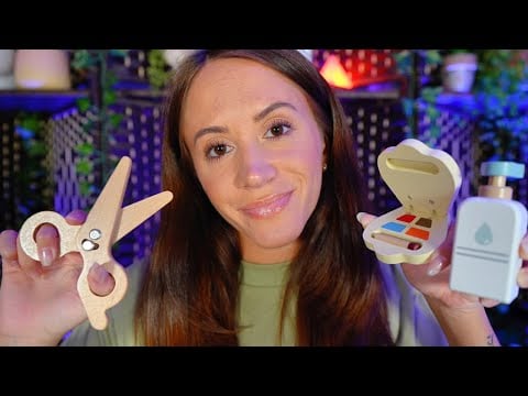 ASMR Wooden Pampering & Salon (wooden makeup, skincare, haircut) 🪵