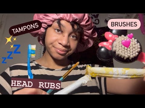 ASMR - Head Rubs, Tampons, Brushing (Bridgett)