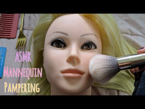 Unconventional ASMR Mannequin Head Tapping, Brushing, Poking, Pampering 💕 Mouth Sounds and Whisper