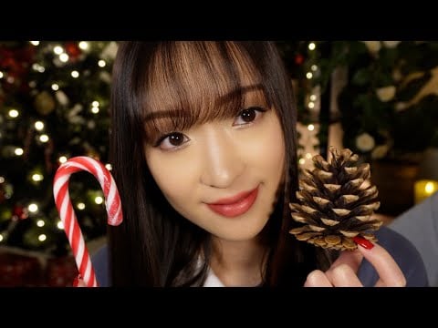 ASMR | 6 Triggers dans le thème de Noël 🎄 (papier cadeau, sucre d'orge, pomme de pin, bois...)