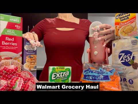 ASMR Gum Chewing Walmart Supermarket Haul | Whispered