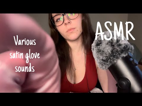 ASMR Various satin glove sounds | Pink satin gloves 