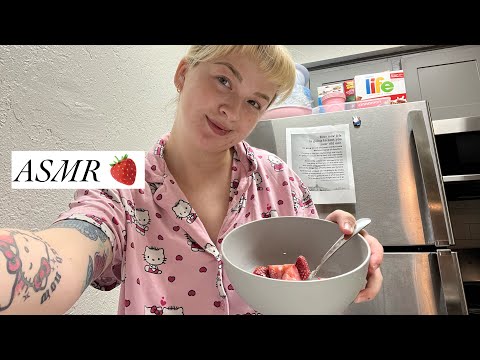 ASMR 💕 Trying a Nara Smith Receipe 🍓 (lofi, eating sounds)