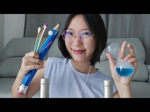 ASMR Ear Cleaning Mouth Sounds Triggers แคะหู เสียงปาก เสียงน้ำ เคาะ เกา ลูบ เป่าไมค์ รวมเสียง ✏️