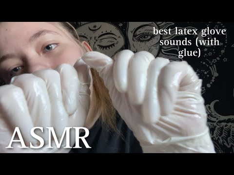 ASMR sparkly latex glove sounds with glue
