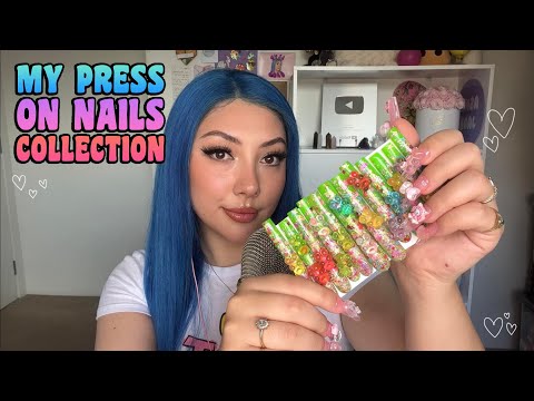 ASMR my press on nail collection 🌈💖🌸💚💅