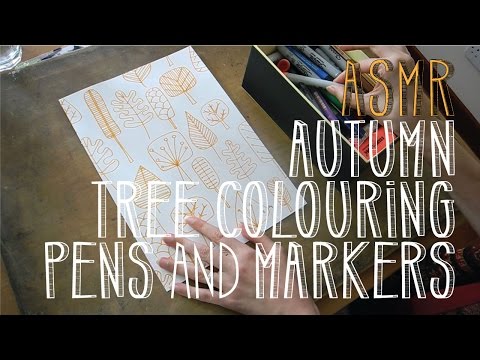 ASMR Autumn Tree Colouring with Pens and Markers | No Talk | LITTLE WATERMELON