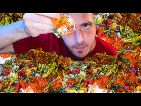 CHEESY PIZZA WAFFLE FRIES POUTINE * ASMR NO TALKING *  | NOMNOMSAMMIEBOY