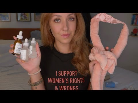 ASMR Getting You Ready For Bed - Heatless Curls, Skincare, Dermaplaning, Books