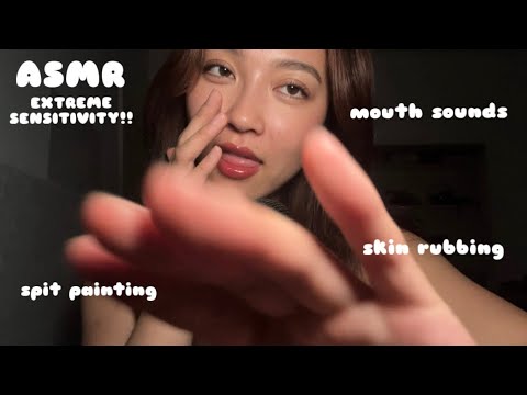 ASMR EXTREMELY HIGH SENSITIVITY 👄 Mouth Sounds ✨ Spit Painting + FAST Hand Movements, Skin Sounds