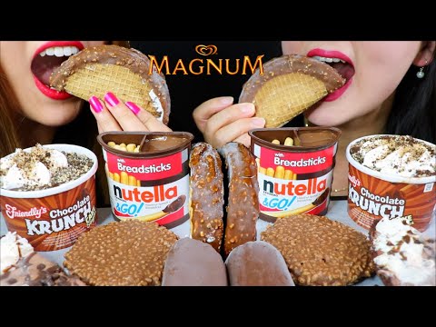 ASMR CHOCO TACO ICE CREAM, MAGNUM, NUTELLA, HERSHEY'S CHOCOLATE PIE) 리얼사운드 먹방 | Kim&Liz ASMR